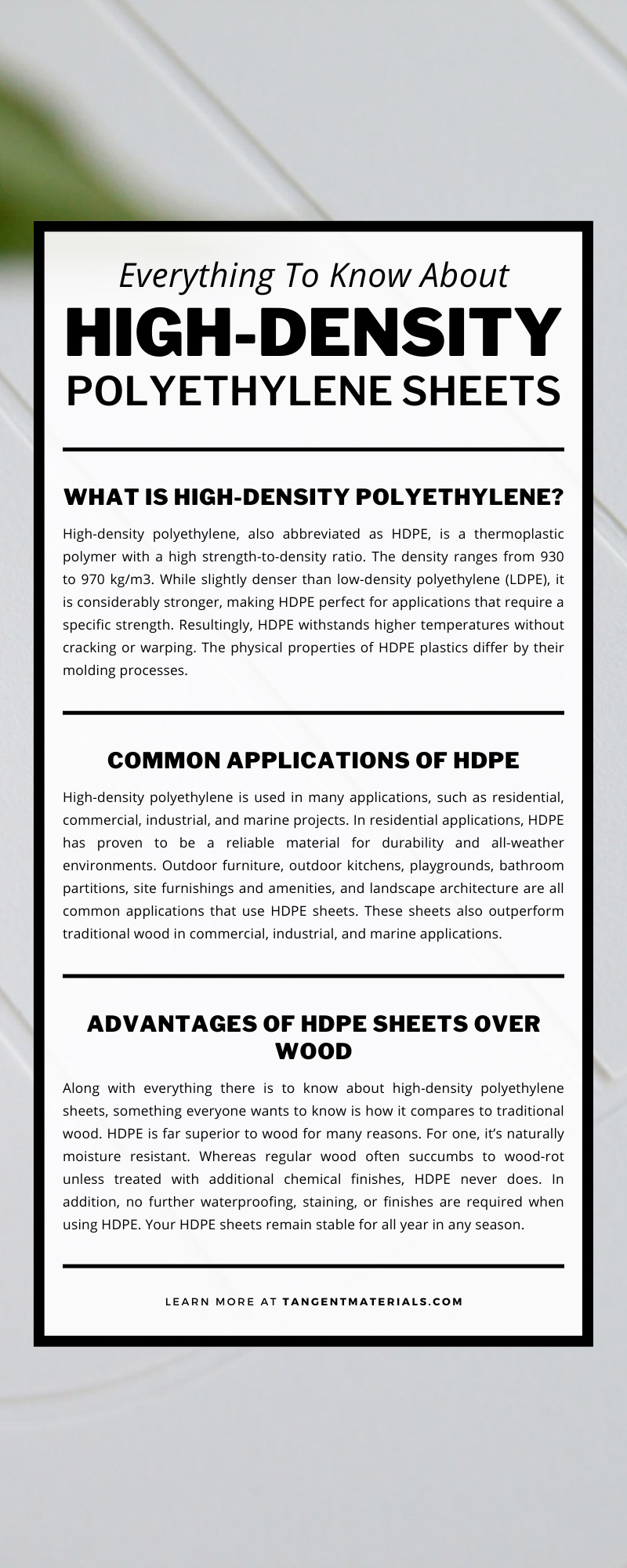 Everything To Know About High-Density Polyethylene Sheets