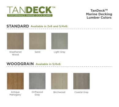 TanDeck marine decking lumber colors