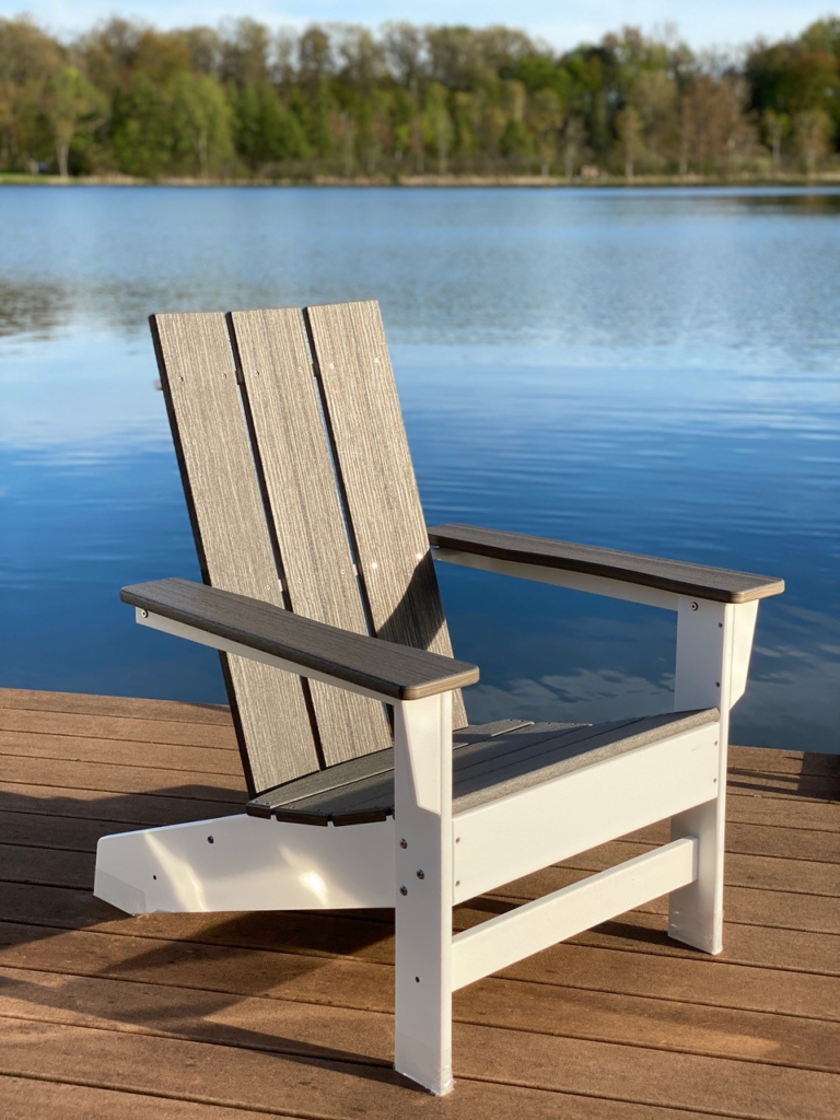 Components fabricated from Tangent Materials synthetic stock are used to create a stunning Adirondack chair.